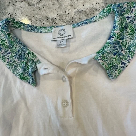 The Proper Peony Blue Aster Floral Collared Top and Smocked Skirt Set Size 7 - Picture 4 of 10